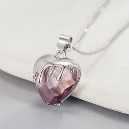 Pendentifs KOFSAC brillant romantique cristal fondre amour coeur pendentif collier pour femmes 925 argent bijoux fille cadeau d'anniversaire