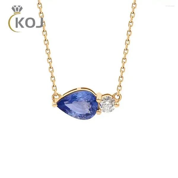 Pendants Koj 925 Silver Silver Blue Pear Forme Zircon Collier Water Drop Design Pendant Bijoux Ladies Clicule Gift 2024