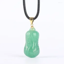 Pendentifs Koraba naturel vert Jade pierre chou cristal dames pendentif collier gemme pierre de naissance avec cordon en cuir pour