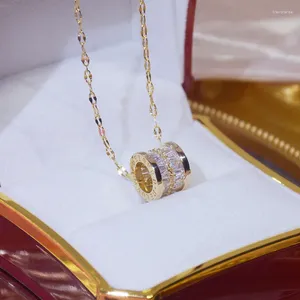Pendentifs Corée bijoux fins 14k véritable plaqué or Micro-incrusté Zircon clignotant diamant lettre collier clavicule chaîne colliers pour femme