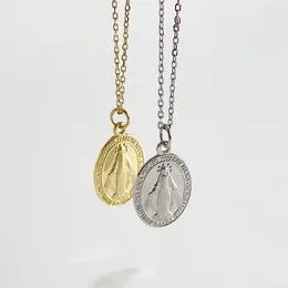 Подвески в Корейском стиле из стерлингового серебра 925 пробы, винтажная мода, изысканный простой индивидуальный медальон, ожерелье Марии, подвеска на ключице