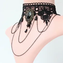 Collier gothique avec pendentifs pour femmes, chaîne de cou en dentelle de cristal, bijoux Punk à la mode, 2022