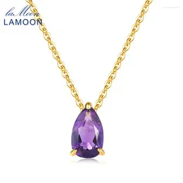 Pendants Collier pendentif Lamoon pour femmes Drop Drop Natural Amethyst 925 Silver Silver Gold plaqué Fine bijoux Gift LMNI072