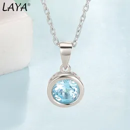 Pendentifs LAYA 925 argent Sterling naturel bleu ciel topaze lunette réglage pendentif collier pour les femmes Original mode bijoux 2024 tendance