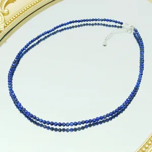 Pendentifs Lii Ji en bleu collier ras du cou Lapis Lazuli 3mm 925 argent Sterling femmes 40 4cm noël