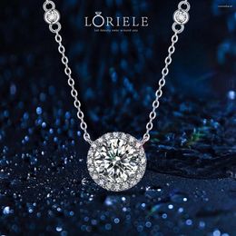 Pendants Loriele 1CT Collier Moisanite certifié pour femmes 925 Chaîne en argent sterling D Couleur VVS1 Diamond Round Diamond Pendant