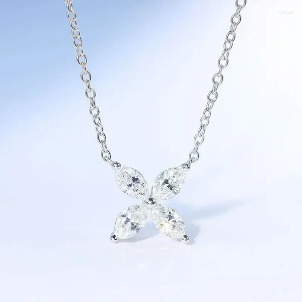 Pendentifs LORIELE trèfle à quatre feuilles complet Moissanite collier pour femmes S925 en argent Sterling cheval oeil coupe diamant clavicule chaîne bijoux