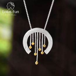 Pendants Lotus Fun Real 925 Silver Sterling Handmade Fine Bijoux Oriental Element Vintage Curtain Pendant sans collier pour femmes