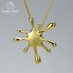 Pendentifs Lotus Fun réel 925 argent Sterling naturel créatif fait à la main concepteur bijoux fins éclaboussures pendentif en métal sans collier