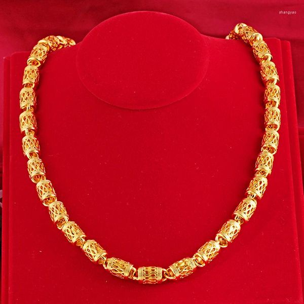 Colgantes de lujo 24K collar de oro amarillo para hombres doble bendición dragón escala mano cadena boda cumpleaños joyería fina regalo