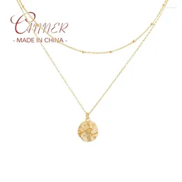 Pendentifs Colliers avec pendentif rond de luxe pour femmes, en argent Sterling 925, multicouche, Double chaîne, bijoux fins