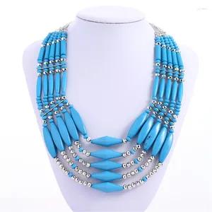 Fabricant de pendentifs vendant des bijoux de mode pour femmes, colliers de perles en acrylique faits à la main, tissés multicouches, collier court à clavicule