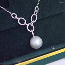 Ciondoli MeiBaPJ 10-10.5mm Grande perla naturale rotonda Collana pendente moda Argento 925 Gioielli da sposa pregiati per le donne Vassoio vuoto