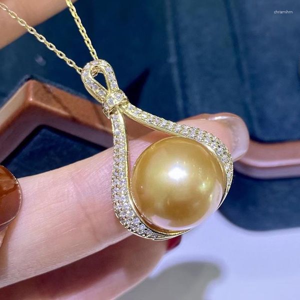 Pendentifs MeiBaPJ 11-12mm grande perle d'eau douce naturelle mode pendentif doré collier 925 en argent Sterling Fine bijoux de mariage pour les femmes