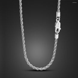 Pendentifs Hommes 925 Sterling Argent 3mm Twist Corde Chaîne Collier Femmes Diamant Coupe Fermoir Boîte 16-30 Pouce Chocker Bijoux Garçon Cadeaux