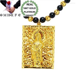 Hangers mhxfc groothandel Europese mode man mannelijk feest bruiloft cadeau vintage guanyin rechthoek echte 18kt gouden hanger ketting nl166