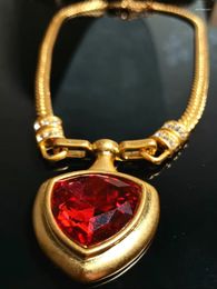 Pendentifs moyen Vintage coeur de pêche perle émail grand rubis fleur multicolore multicouche collier de glaçage fait à la main
