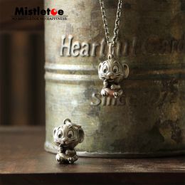 Pendants Mistletoe 925 Serling Silver Vintage Cartoon Caractère de souris Pendre pendentif Bijoux