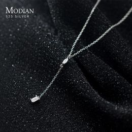 Pendants Modian Brands Design 925 Silver Silver Water Drop Shape With Square Zircon Pendant Fomen Geometric Pendant Pendant Fine bijoux