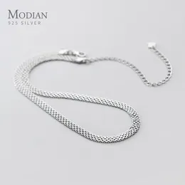 Pendentifs Modian mode 925 en argent Sterling Simple 0.45 CM épaisseur chaîne collier ras du cou pour femmes hommes réglable bijoux fins