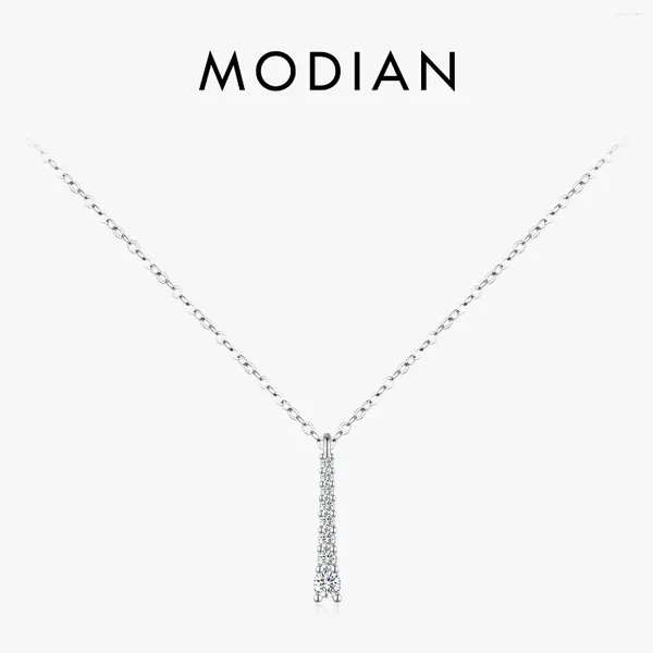 Pendants Modian minimaliste D Color Collier Moisanite Collier de plongée Diamond pour femmes 925 Bijoux pendentif en argent sterling