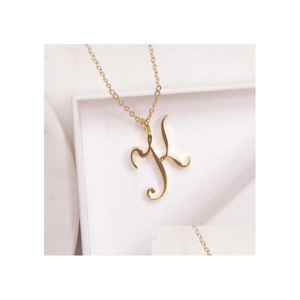 Pendentifs Maman Amour Nom Cursif K Alphabet Anglais Or Sier Ami De La Famille Lettres Signe Mot Chaîne Colliers Minuscule Lettre Initiale Pend Dhd9B