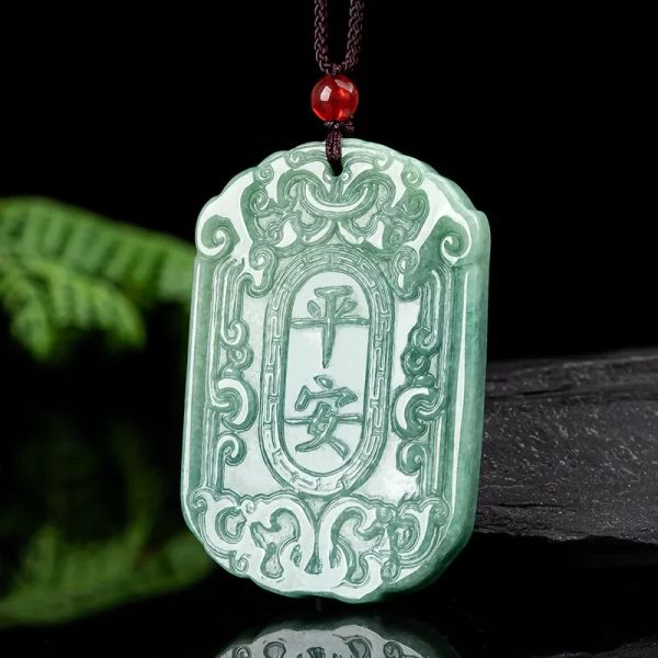 Pendentifs Pendentif en Jade naturel Agrade, vert de haricot, marque sûre, Type de glace, bijoux pour hommes et femmes, collier en Jade
