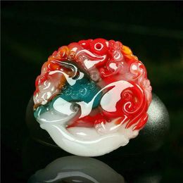 Pendentifs Couleur naturelle Jade Pixiu pendentif collier chinois sculpté à la main charme bijoux tigre mode amulette accessoires pour hommes femmes cadeaux