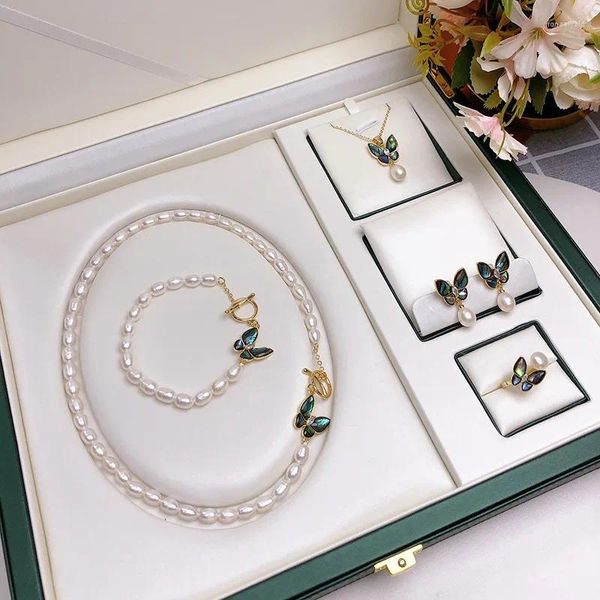 Pendentifs collier de perles d'eau douce naturelles, costume, ornement de mode, coquille d'ormeau exquise, accessoires incrustés de papillon