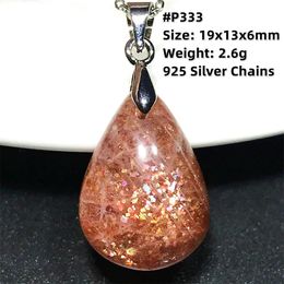 Pendentifs Or naturel fraise or pierre de soleil pendentif collier Flash lumière pour femmes hommes cadeau perles cristal Sier chaînes bijoux Aaaaa