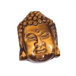 Pendentifs Collier pendentif bouddha en cristal de tigre en or naturel pour femmes