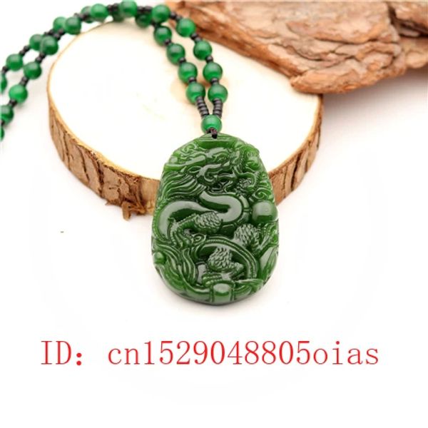 Pendants Natural Green Chinese Jade Dragon Perges Pendante Collier Collier Fashion Charme Jadéite Bijoux Amulets sculptés Cadeaux pour femmes hommes