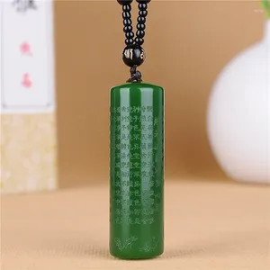 Hangers Natuurlijke Groene Handgesneden Hart Sutra Jade Hanger Mode Boutique Sieraden Mannen En Vrouwen Ketting Cadeau Accessoires