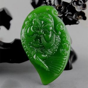 Pendentifs en Jade Zhong Kui sculpté à la main, vert naturel, bijoux Boutique de mode, collier Zhaocai pour hommes et femmes