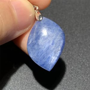 Colgantes Collares de cianita azul con destello helado natural para mujer Pintura al óleo brillante Sensación Cuentas curativas Colgantes Formas inusuales Plata 925