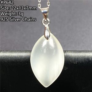 Pendentifs Pierre de lune naturelle pendentif collier bijoux pour femmes hommes guérison amour cadeau perles claires blanc lumière pierre cristal argent AAAAA
