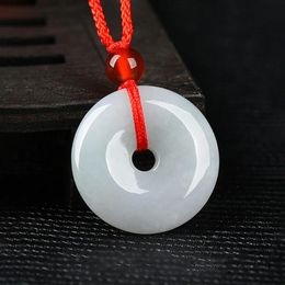 Pendentifs en Jade naturel du Myanmar Agrade, Protection contre la glace, collier porte-bonheur, corde rouge, bijoux tissés à la main, cadeau Cool d'été