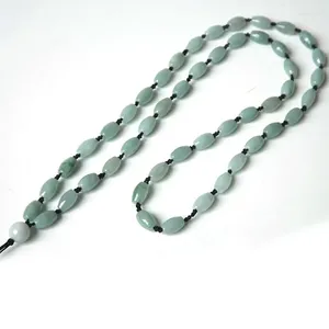 Pendentifs collier de perles ovales naturelles fait à la main 10mm jadéite verte