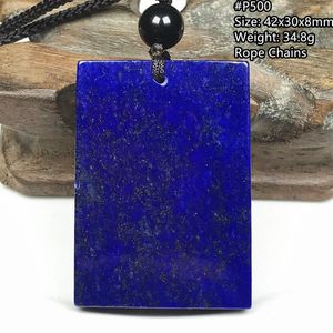 Colgantes Collar con colgante de lapislázuli azul real natural, joyería para mujeres y hombres, regalo de amor, piedra de cristal curativa, cuentas de energía de plata AAAAA