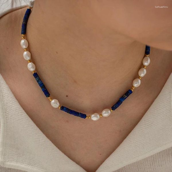 Colgantes de piedra Natural para mujer, collar con cuentas de perlas de agua dulce, joyería dulce hecha a mano a la moda 2024