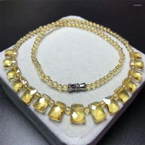 Pendentifs Quartz Citrine jaune naturel pour femmes, collier rectangulaire, perles en cristal brésilien