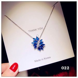 Pendentifs Collier pendentifs pour femmes chaîne créé saphir pierres précieuses bijoux fins pendentif Simple accessoires bleu Colar cadeau de fête