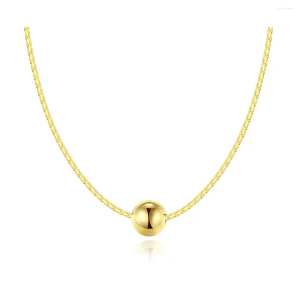 Colgantes Collar Colgante De Bola Pequeña Zirconia Cadena De Eslabones De Plata De Ley 925 Joyería De Moda Regalo De Oro De 14 Quilates para Mujer Amiga