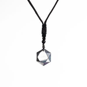 Pendentifs Colliers Pierre D'énergie Naturelle Femmes Couleur Argent Obsidienne Six Étoiles Amulette Chanceuse