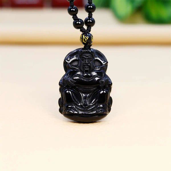 Pendants Obsidien Dieu de la richesse Designer Pendent Talismans Talismans Collier noir bijoux de luxe sculpté Charmes Caders Pendants