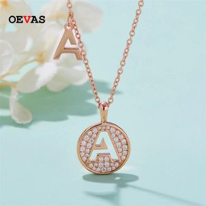 Hangers Oevas Real Moissanite Rose Vergulde 100% Sterling Sier Brief Hanger Ketting voor Vrouwen Bruiloft Fijne Sieraden