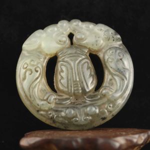 Pendentifs vieille chine naturel Jade sculpté à la main dragon cigale pendentif t