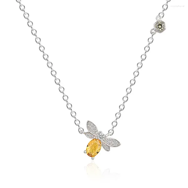 Colgantes, collar de plata de ley 925 Original, joyería, colgante de abeja pequeña para mujer, venta al por mayor de fábrica