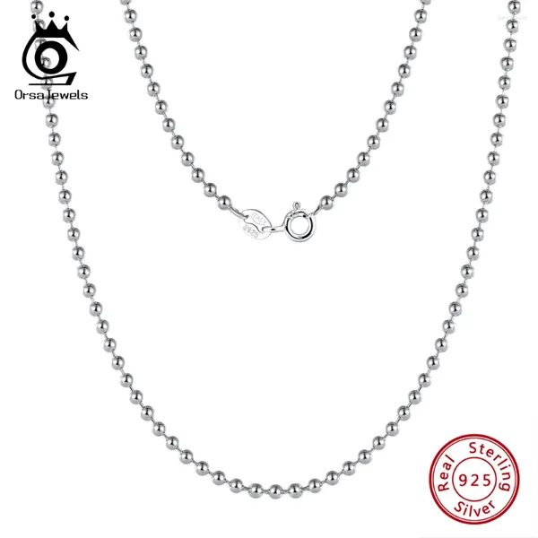 Pendants Orsa Jewels 925 Collier de chaîne de perles à billes de 2,0 mm de 2,0 mm de 2,5 mm pour femmes bijoux italiens délicats SC24