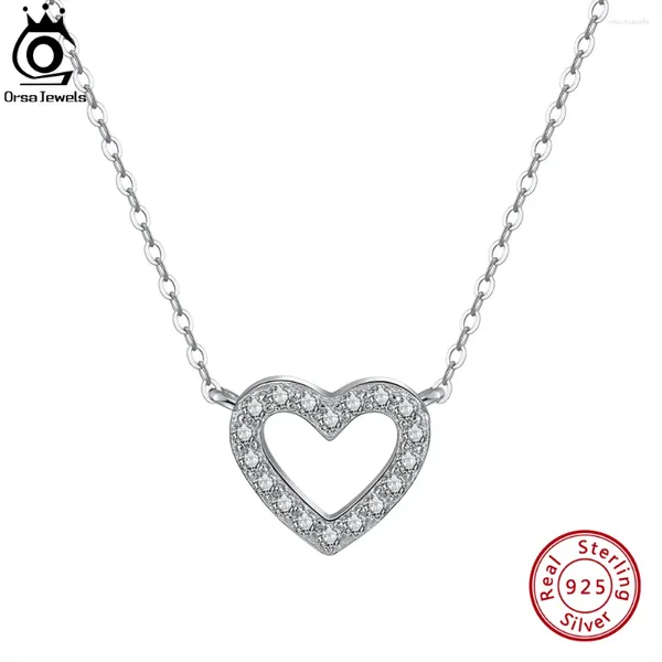 Pendentifs ORSA bijoux 925 en argent Sterling romantique amour coeur pendentif collier avec brillant zircon cubique bijoux cadeau d'anniversaire APN09